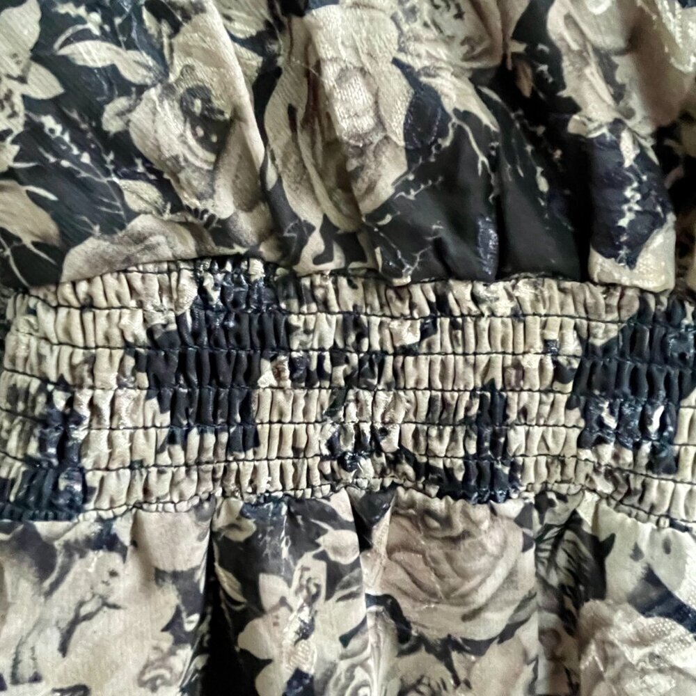 Dizzy Lizzy Black Tan Floral Tiered Ruffle Mini Dress Size S NWOT - Picture 10 of 14